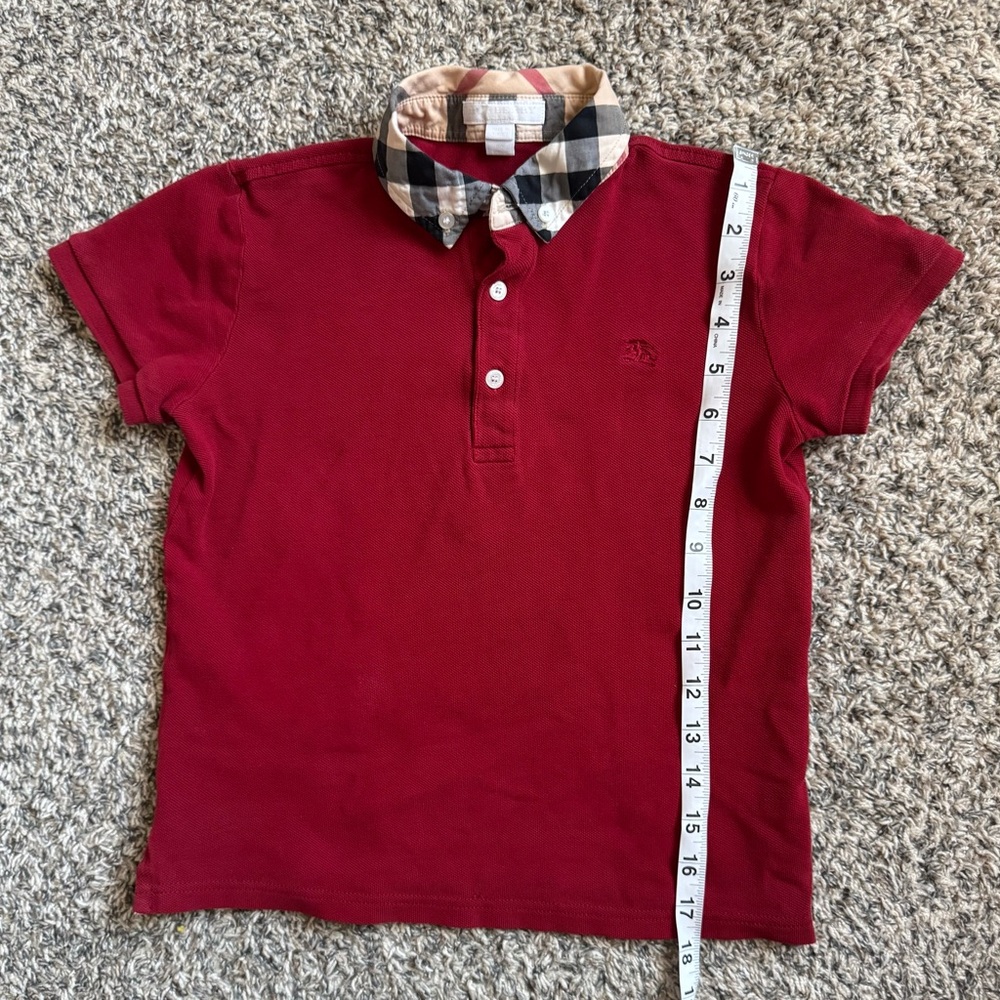Burberry Red Polo with Plaid Collar
